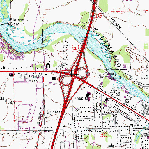 Topographic Map of Interchange 49, MI