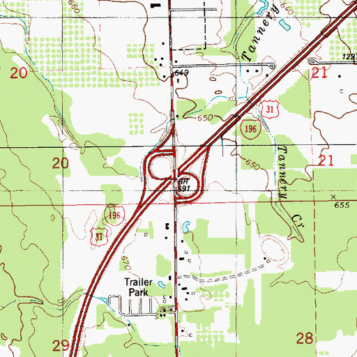Topographic Map of Interchange 36, MI