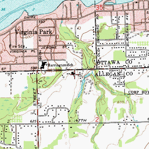 Topographic Map of Park Christian Reformed Church, MI