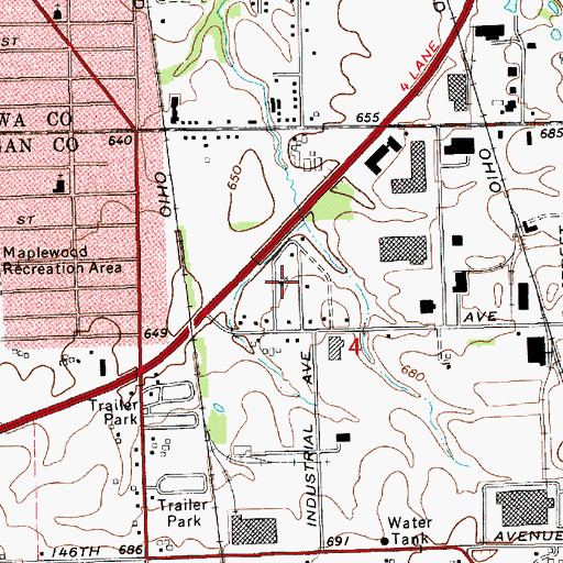 Topographic Map of Zion Chapel, MI