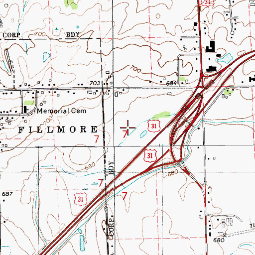 Topographic Map of Rolling Meadows Golf Course, MI