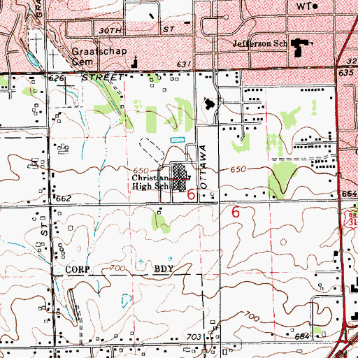 Topographic Map of Holland Christian Middle School, MI