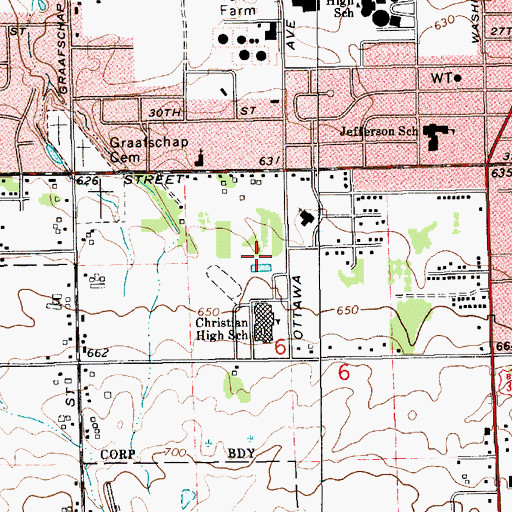 Topographic Map of Holland Christian High School, MI