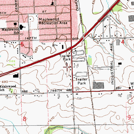 Topographic Map of Lincolnshire Plaza, MI