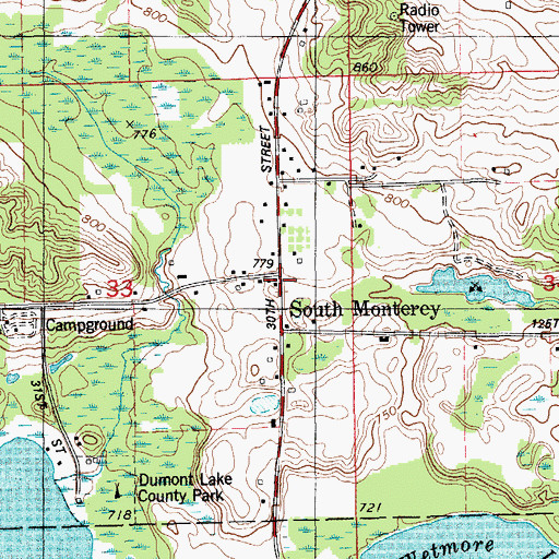Topographic Map of South Monterey Post Office (historical), MI