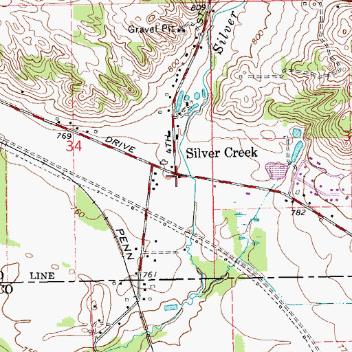 Topographic Map of Silvercreek Post Office (historical), MI