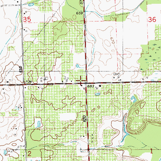 Topographic Map of Peachbelt Post Office (historical), MI