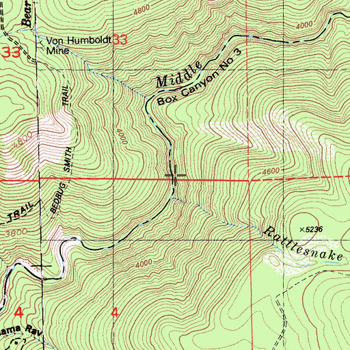 Topographic Map of Box Canyon Number Three, CA