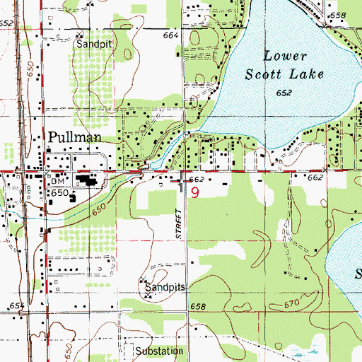 Topographic Map of Pullman Bible Church, MI