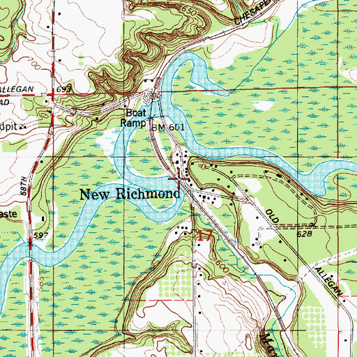 Topographic Map of New Richmond Post Office, MI