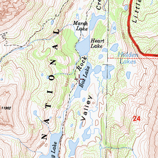 Topographic Map of Box Lake, CA