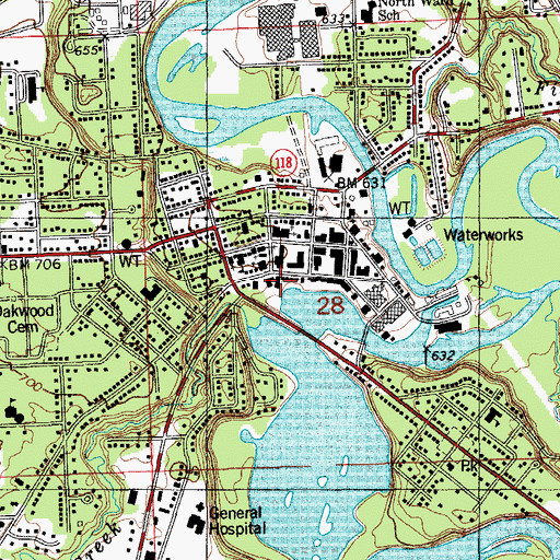 Topographic Map of Allegan Library, MI