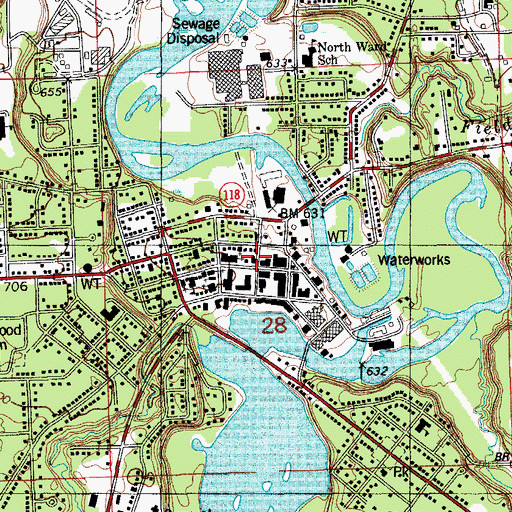 Topographic Map of Allegan Post Office, MI