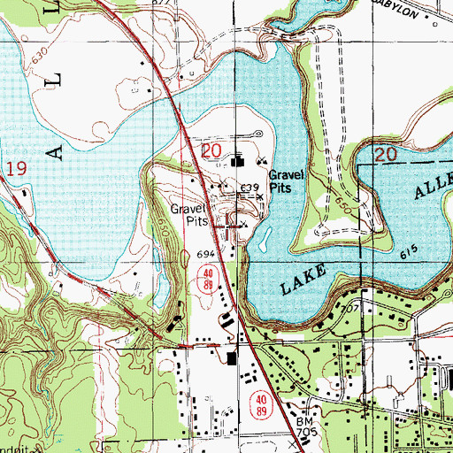 Topographic Map of River Church, MI
