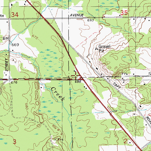 Topographic Map of Emmaus Road Bible Church, MI
