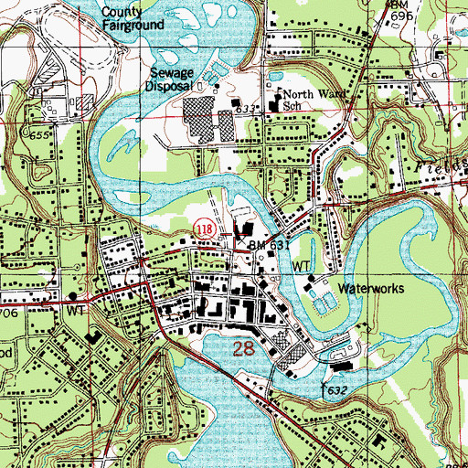 Topographic Map of Allegan Police Department, MI