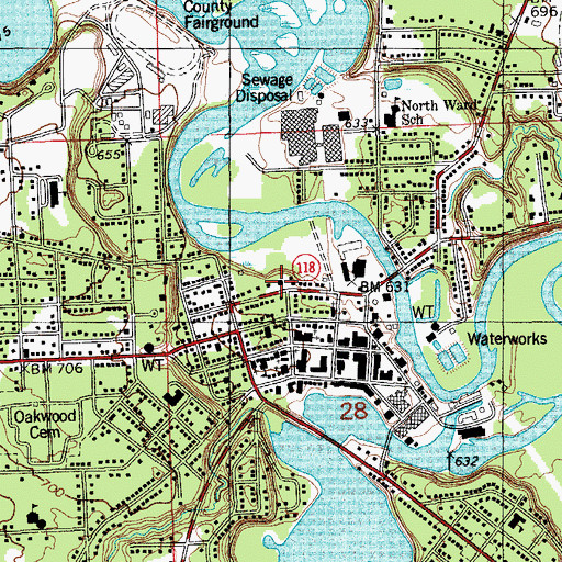 Topographic Map of Allegan Fire District Station 1 Headquarters, MI