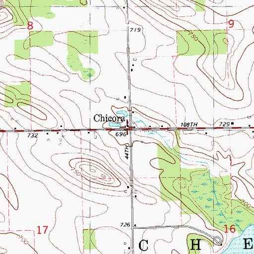 Topographic Map of Chicora Country Chapel, MI