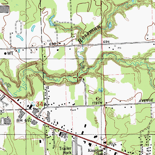 Topographic Map of Allegan Mobile Estates, MI