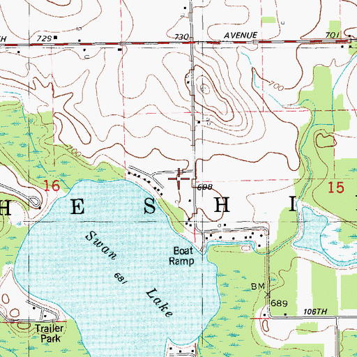 Topographic Map of Swan Lake Store and Campground, MI