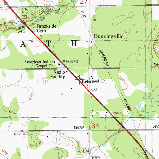 Topographic Map of Dunningville Reformed Church, MI