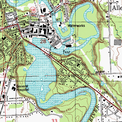 Topographic Map of Sue Lange Memorial Park, MI