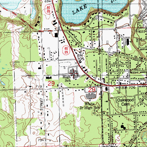Topographic Map of Allegan High School, MI