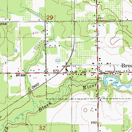Topographic Map of Breedsville Station, MI