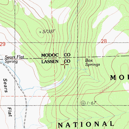 Topographic Map of Box Springs, CA