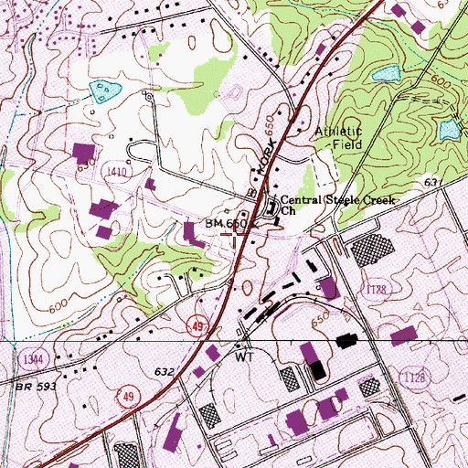 Topographic Map of Charlotte - Mecklenburg Police Department Steele Creek Division, NC