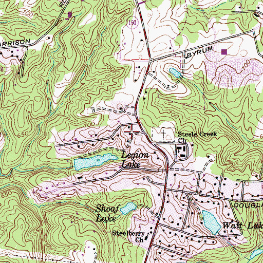 Topographic Map of Steele Creek Post Number 221-American Legion, NC