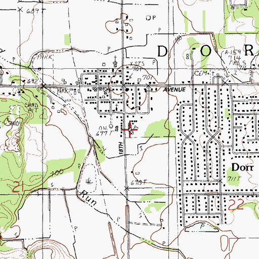 Topographic Map of Dorr Elementary School, MI