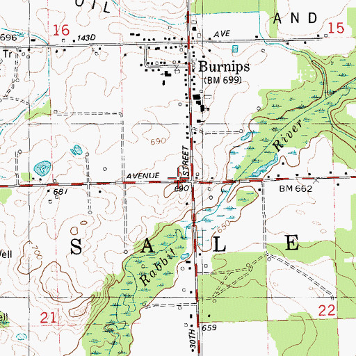 Topographic Map of Salem Township Library, MI
