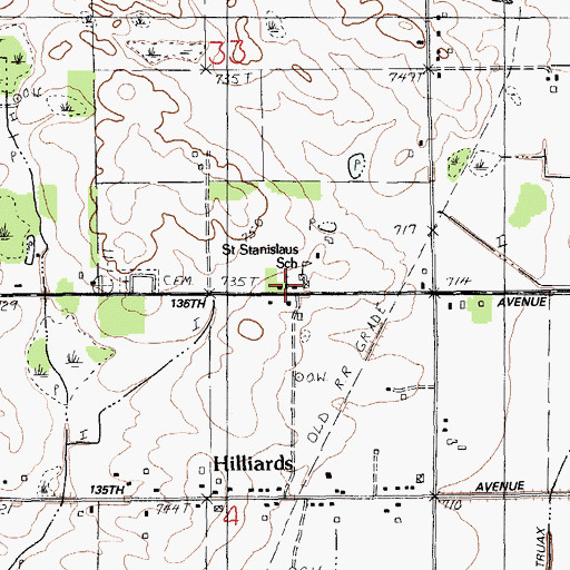 Topographic Map of Saint Stanislaus Church, MI