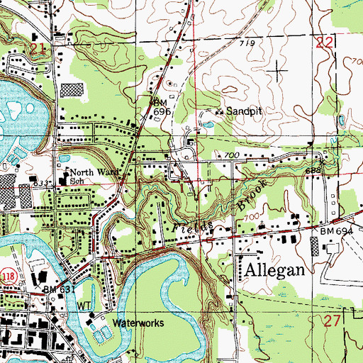 Topographic Map of Allegan Station (historical), MI