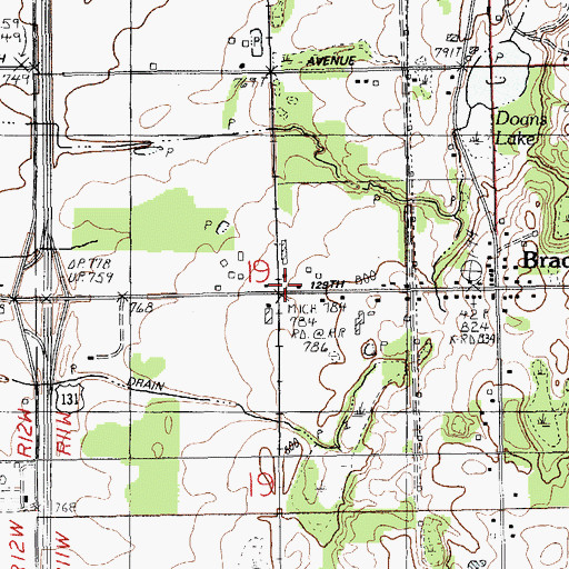 Topographic Map of Bradley Station (historical), MI