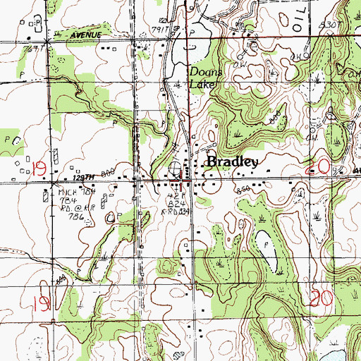Topographic Map of Bradley Post Office, MI