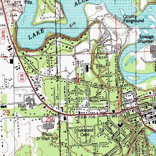 Topographic Map of Assembly of God Church, MI
