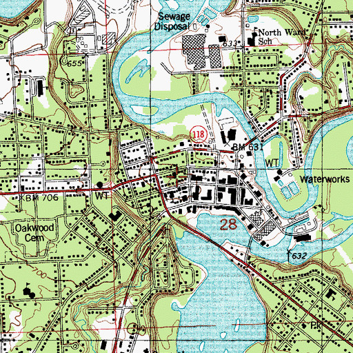 Topographic Map of First Congregational Church, MI