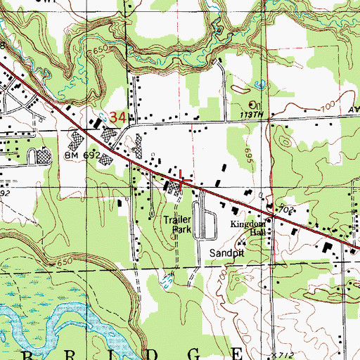 Topographic Map of First Church of God, MI