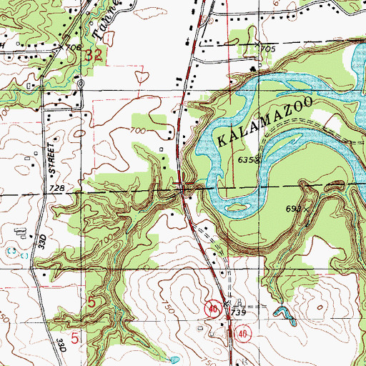 Topographic Map of First Baptist Church of Allegan, MI