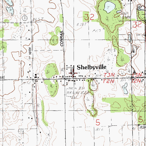 Topographic Map of Shelbyville Post Office, MI