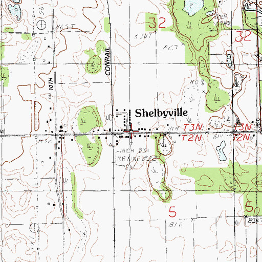 Topographic Map of Shelbyville United Methodist Church, MI