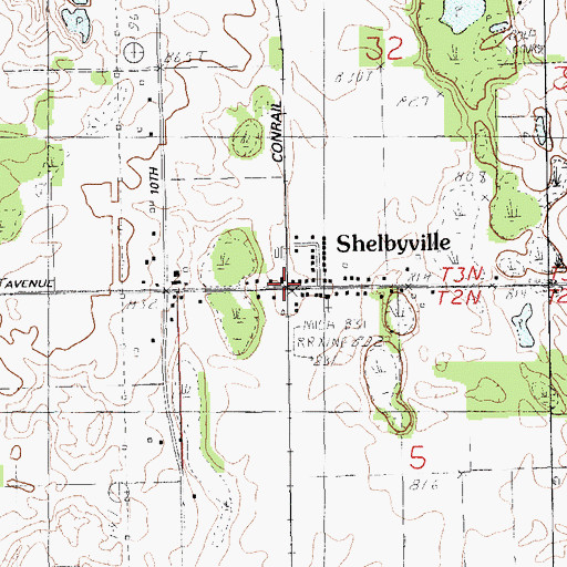 Topographic Map of Shelbyville Station, MI