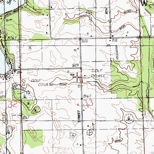 Topographic Map of Orchard Hills Golf Course, MI