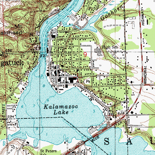 Topographic Map of Saugatuck United Methodist Church, MI