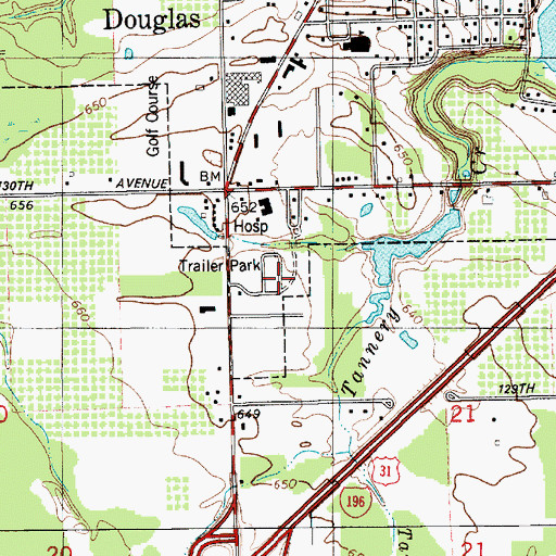Topographic Map of Douglas Estates Mobile Home Park, MI