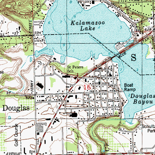 Topographic Map of Saint Peter's Catholic Church, MI