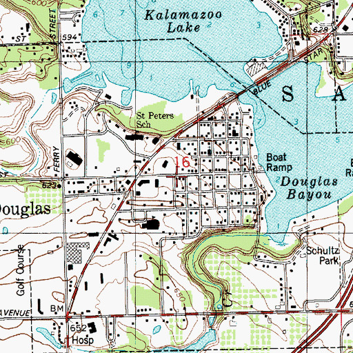 Topographic Map of Saugatuck-Douglas Library, MI