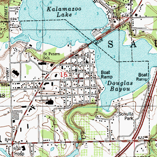 Topographic Map of Douglas Post Office, MI